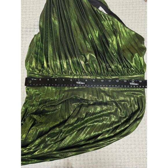 AOMEI Women's Luxury Metallic One Shoulder Sleeveless Elegant Pleated Long Dress - Picture 6 of 10